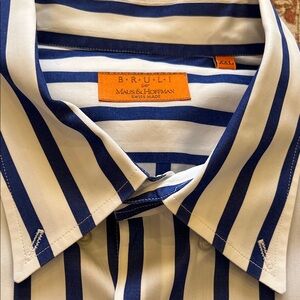 BRULI for Maus & Hoffman Blue and White Striped Dress Men's Shirt